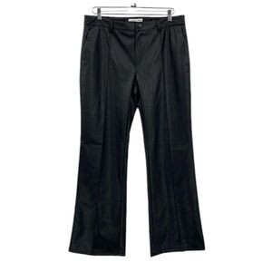 ECE Sukan x Koton Faux Leather Trouser Pants Womens Size 42 US XL Black Wide Leg